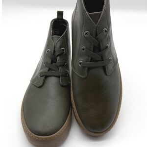 Old Navy Chukka Sneaker Kids 3 Heritage Green Faux Leather Plaid Lining